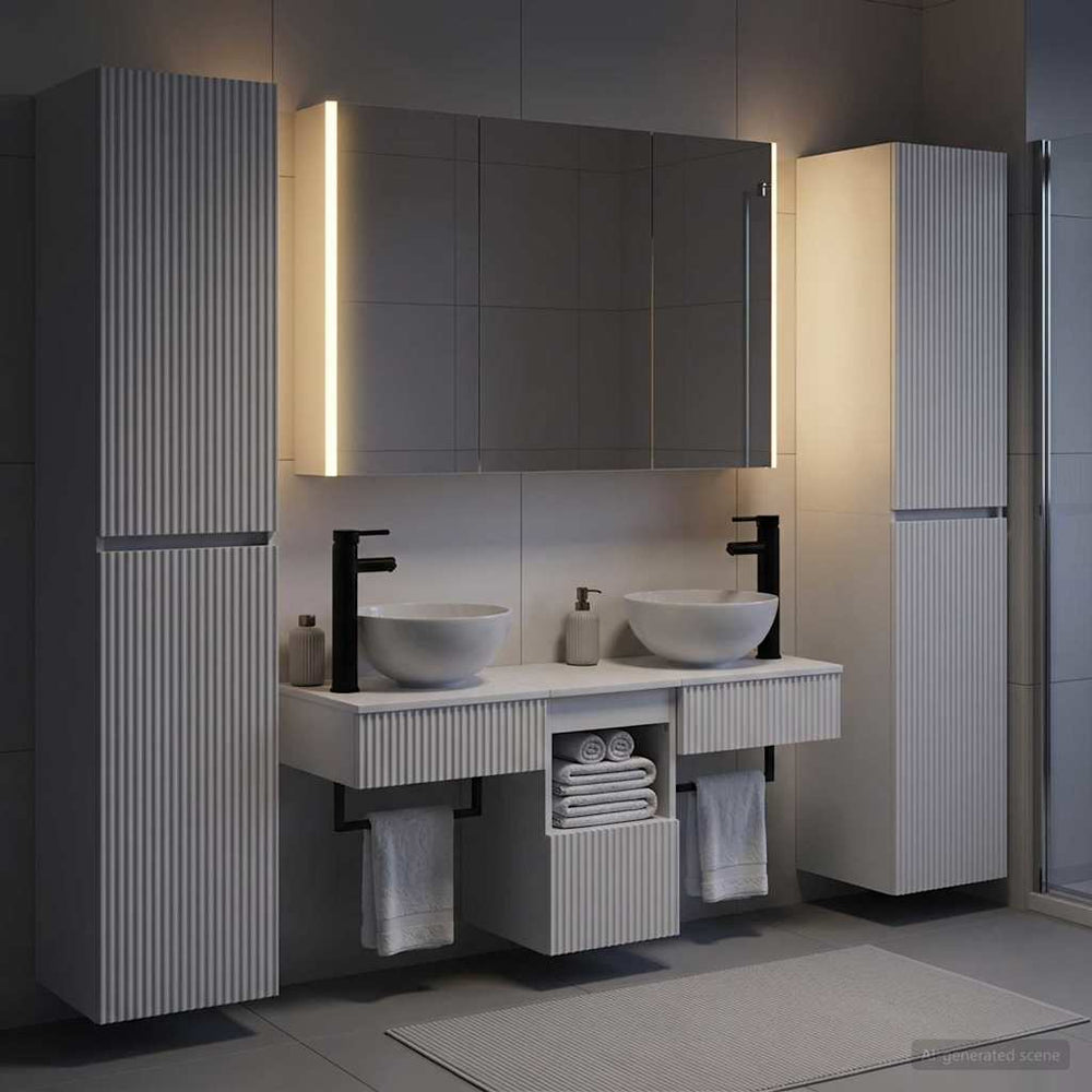vidaXL Bathroom Furniture Set 6 pcs White Engineered Wood and Glass