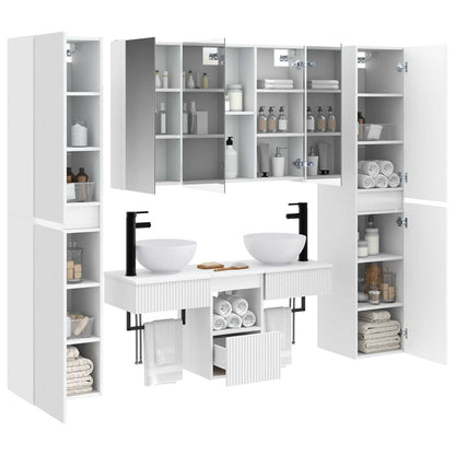 vidaXL Bathroom Furniture Set 6 pcs White Engineered Wood and Glass 3