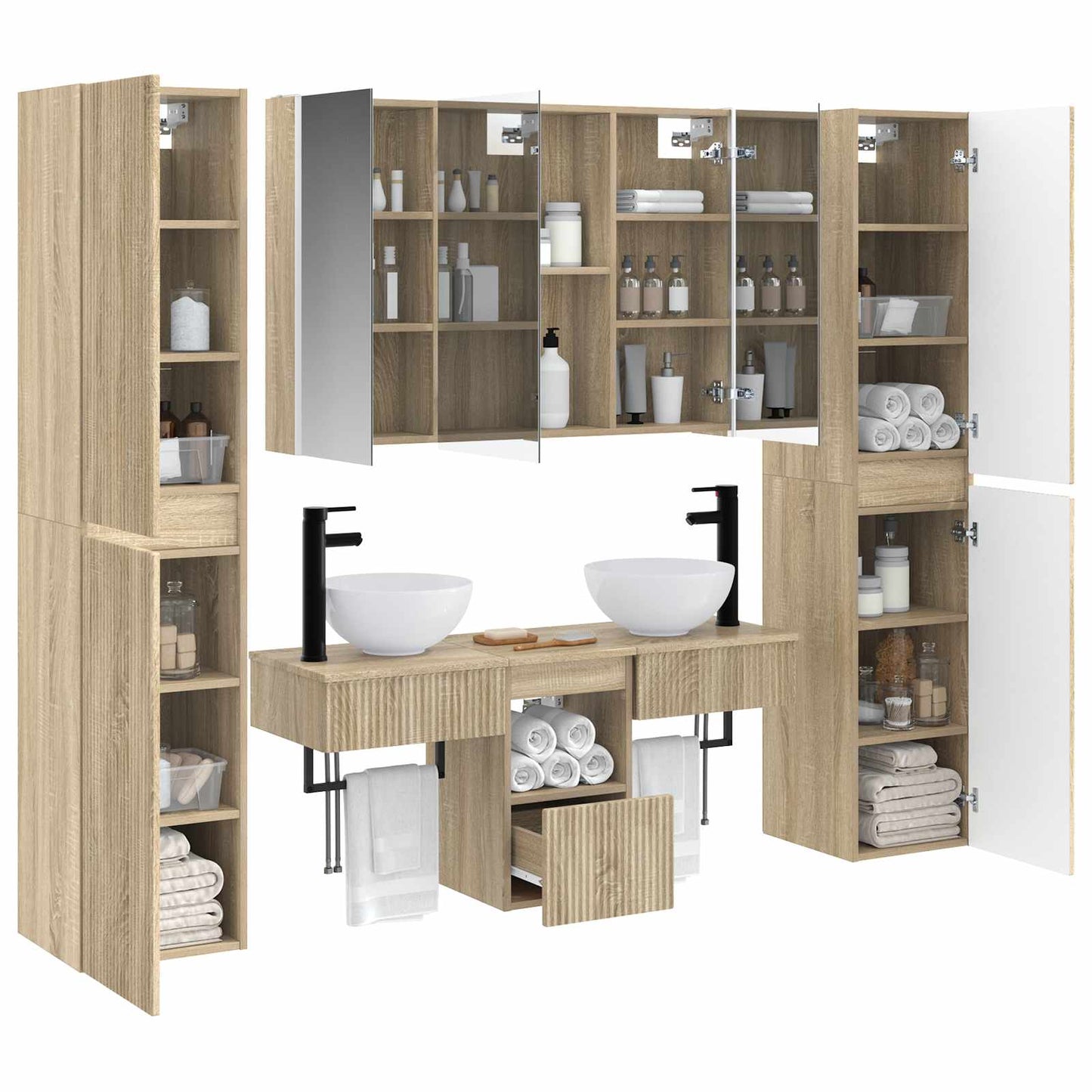 vidaXL Bathroom Furniture Set 6 pcs Sonoma Oak 3