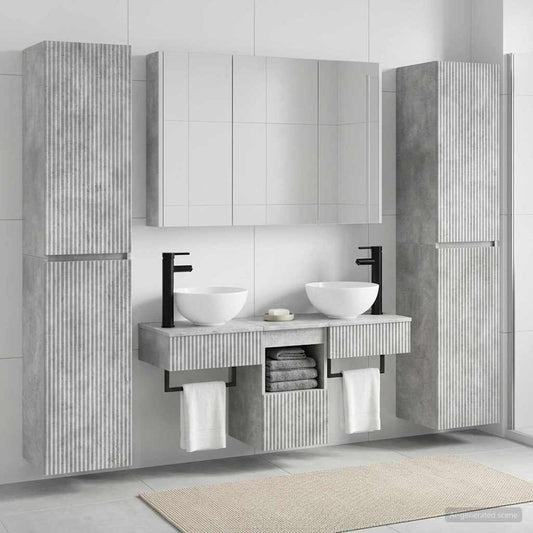 Bathroom Furniture Set 6 pcs 100 x 15.5 x 70 cm Concrete grey