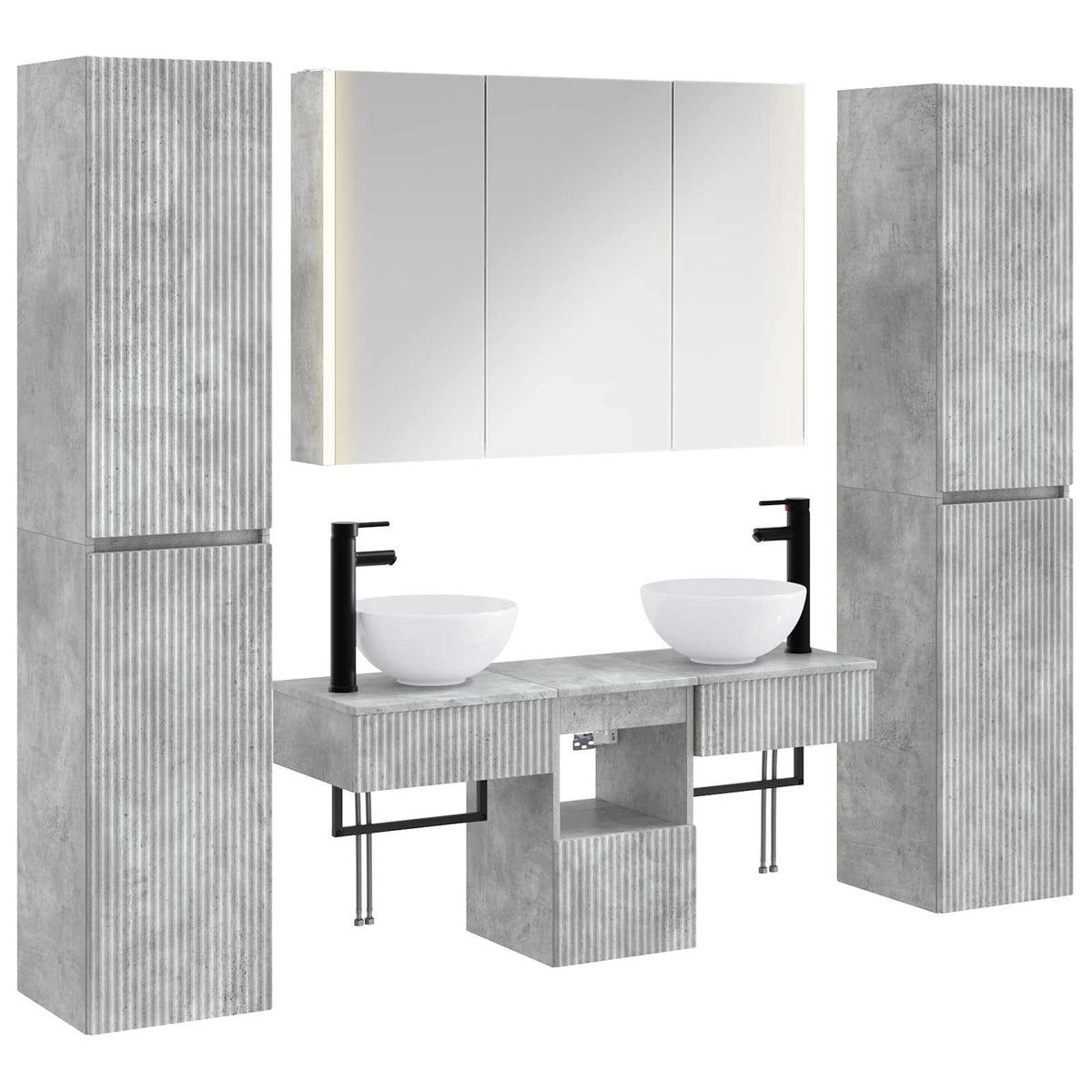 vidaXL Bathroom Furniture Set 6 pcs Concrete Grey 2