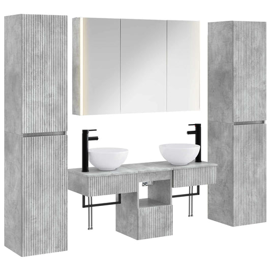 Bathroom Furniture Set 6 pcs 100 x 15.5 x 70 cm Concrete grey