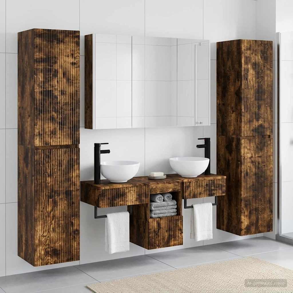 vidaXL Bathroom Furniture Set 6 pcs Smoked Oak 4