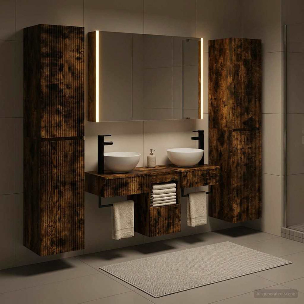 vidaXL Bathroom Furniture Set 6 pcs Smoked Oak