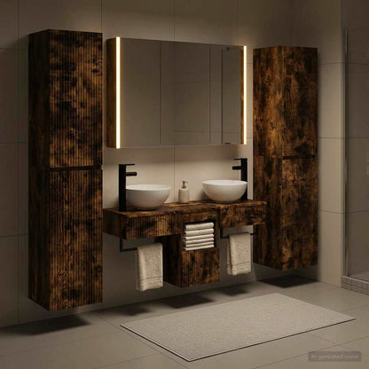 vidaXL Bathroom Furniture Set 6 pcs Smoked Oak 1