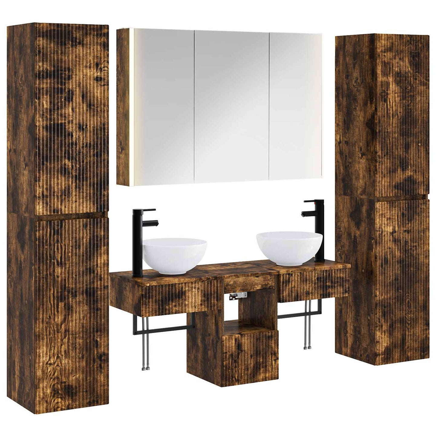 vidaXL Bathroom Furniture Set 6 pcs Smoked Oak 2