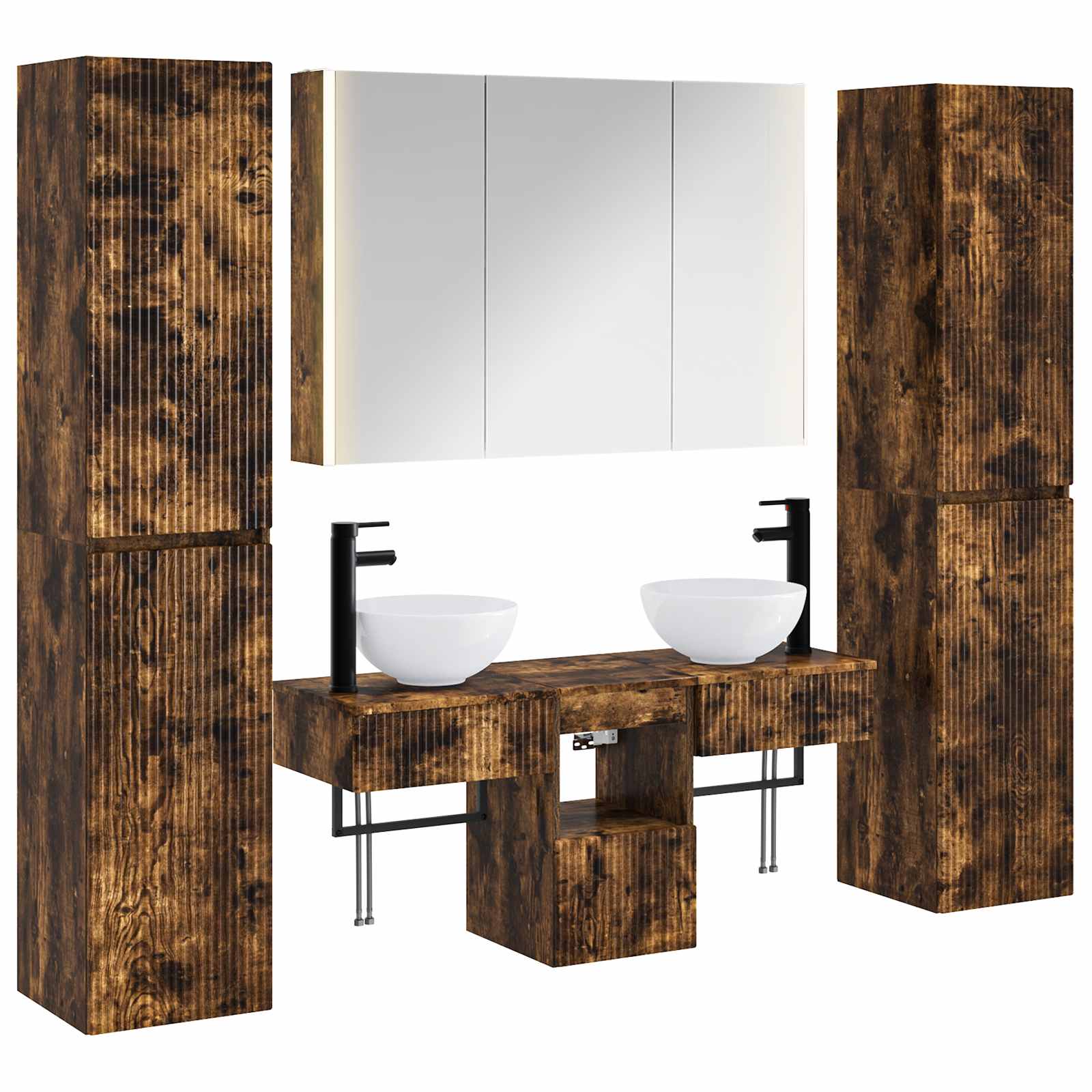 vidaXL Bathroom Furniture Set 6 pcs Smoked Oak 2