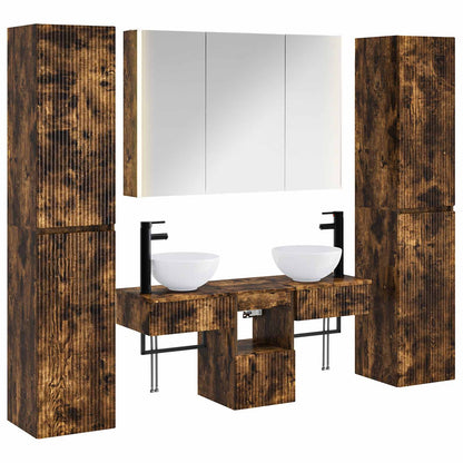 vidaXL Bathroom Furniture Set 6 pcs Smoked Oak 2