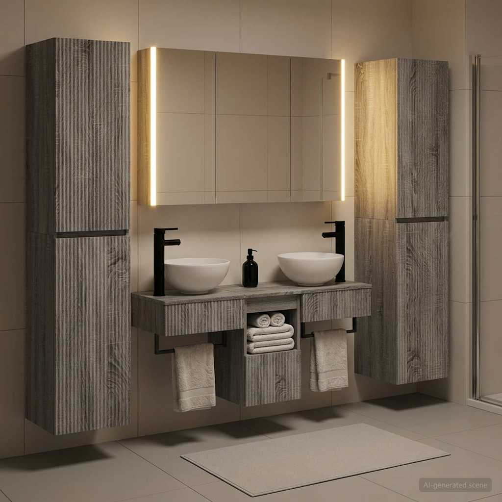 vidaXL Bathroom Furniture Set 6 pcs Grey Sonoma 4