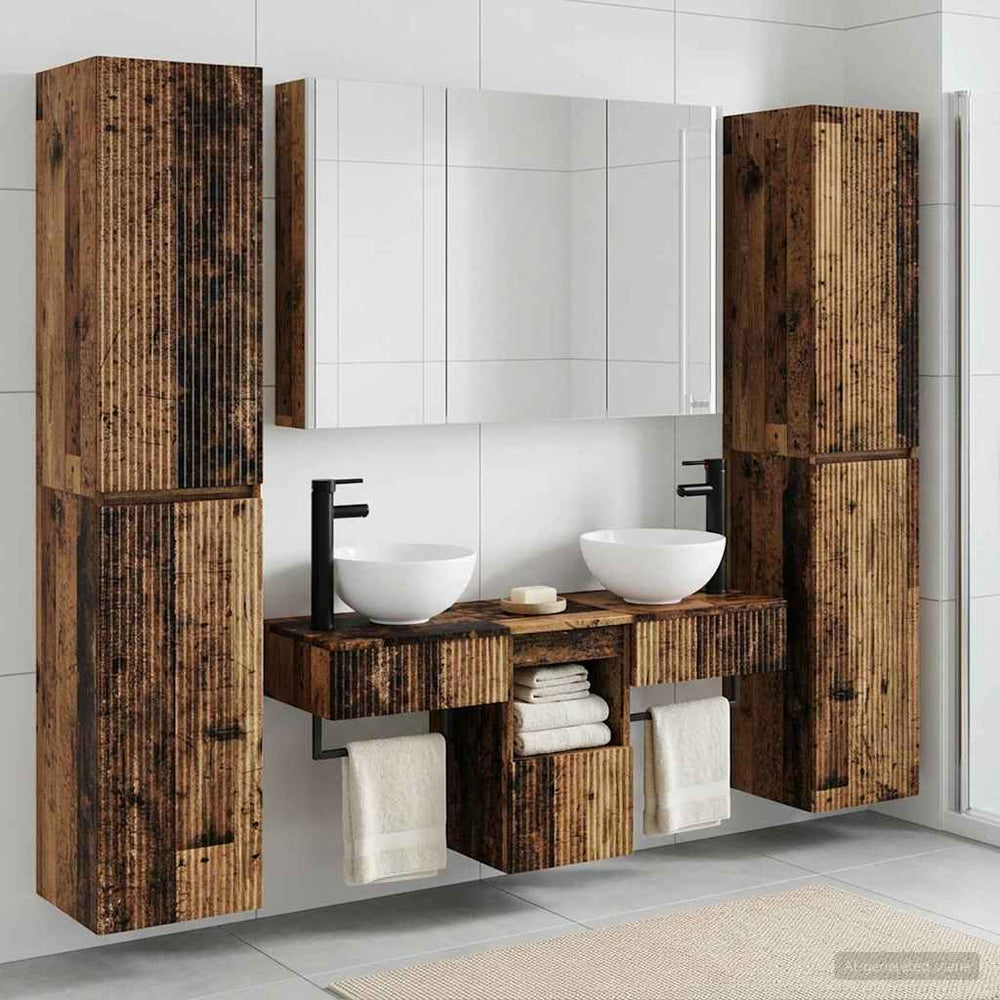 vidaXL Bathroom Furniture Set 6 pcs Old Wood 100 x 15.5 x 70 cm