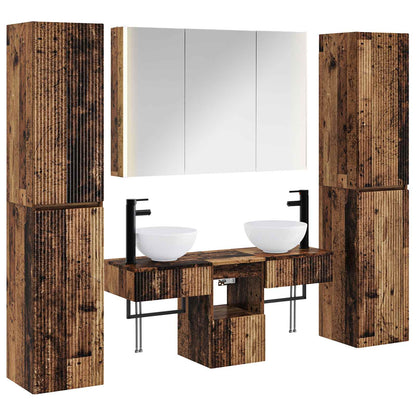 vidaXL Bathroom Furniture Set 6 pcs Old Wood Engineered Wood and Glass 2