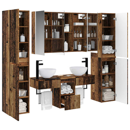 vidaXL Bathroom Furniture Set 6 pcs Old Wood Engineered Wood and Glass 3