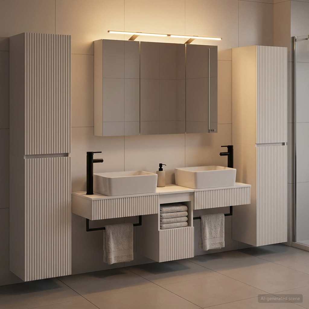 vidaXL Bathroom Furniture Set 6 pcs White Engineered Wood and Glass 1