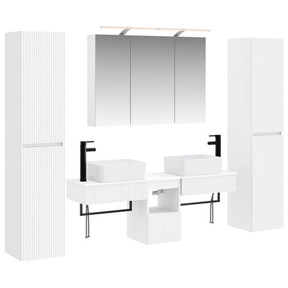 vidaXL Bathroom Furniture Set 6 pcs White Engineered Wood and Glass 2