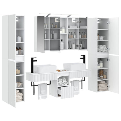 vidaXL Bathroom Furniture Set 6 pcs White Engineered Wood and Glass 3