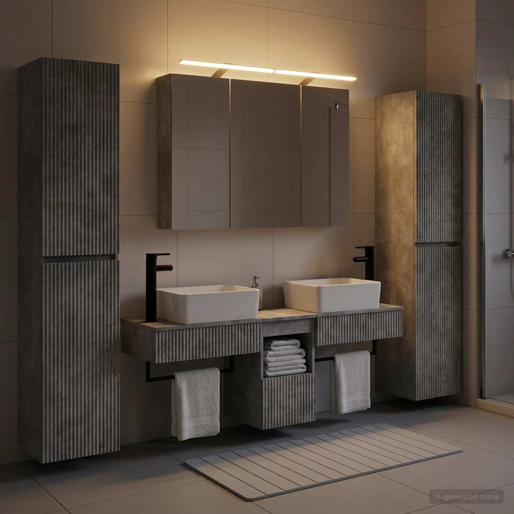 vidaXL Bathroom Furniture Set 6 pcs Concrete Grey 4
