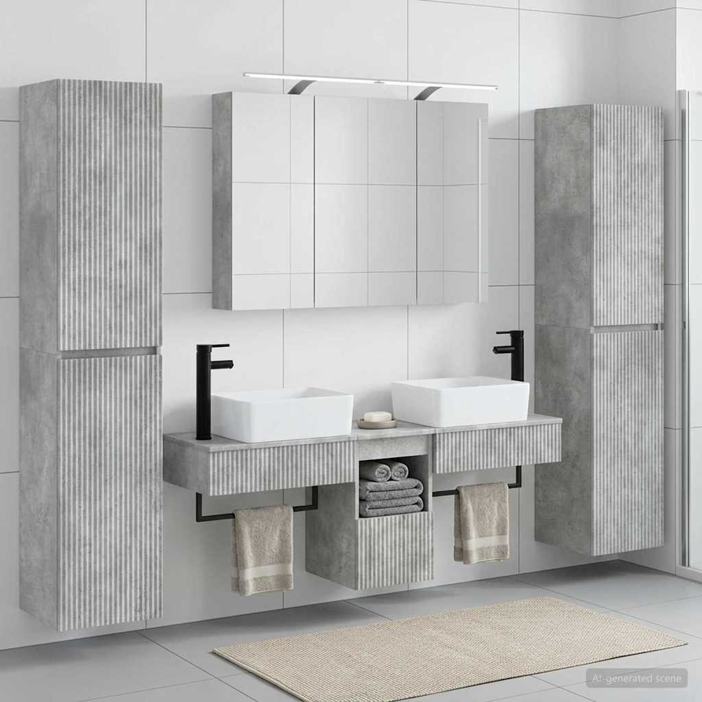 vidaXL Bathroom Furniture Set 6 pcs Concrete Grey 1