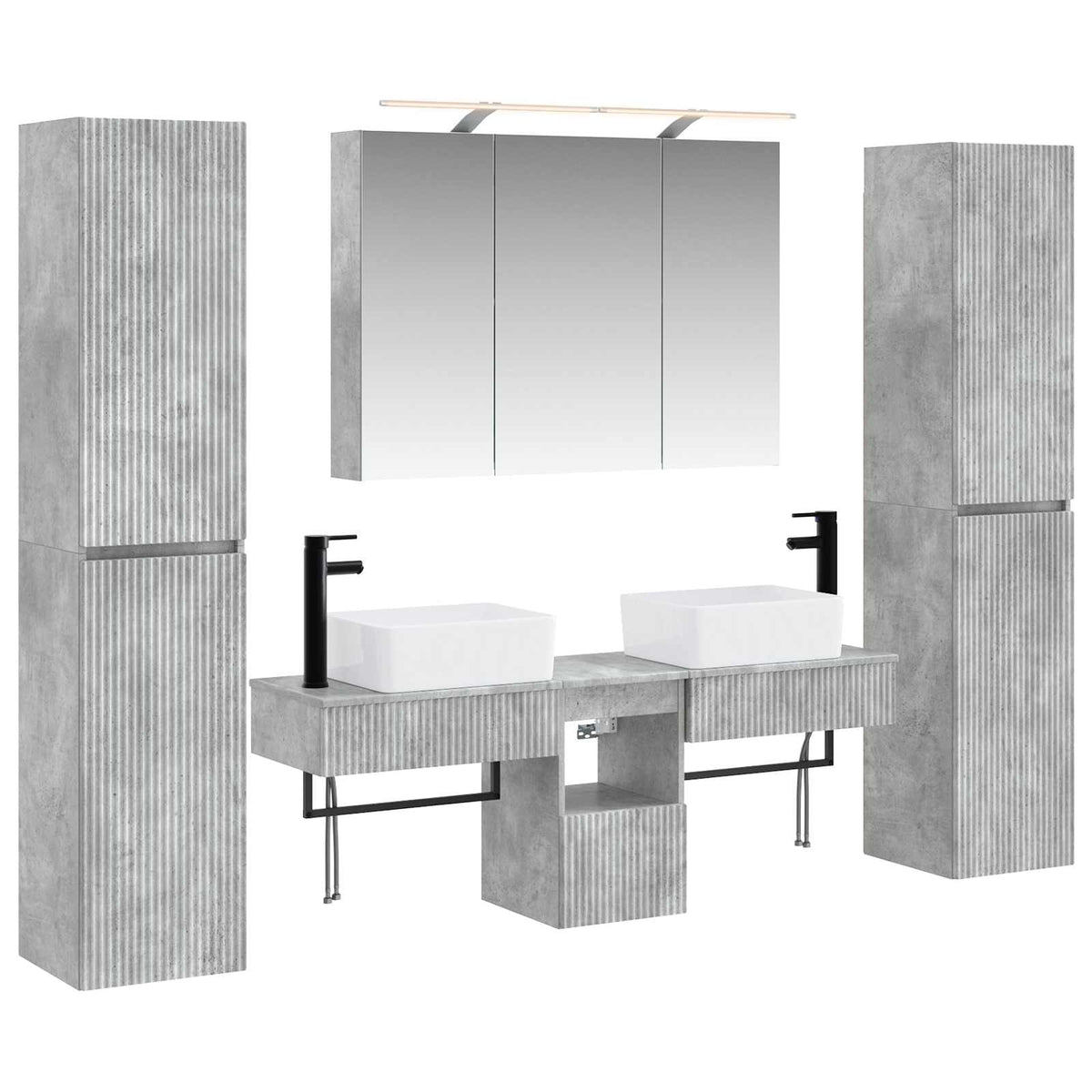 vidaXL Bathroom Furniture Set 6 pcs Concrete Grey 2