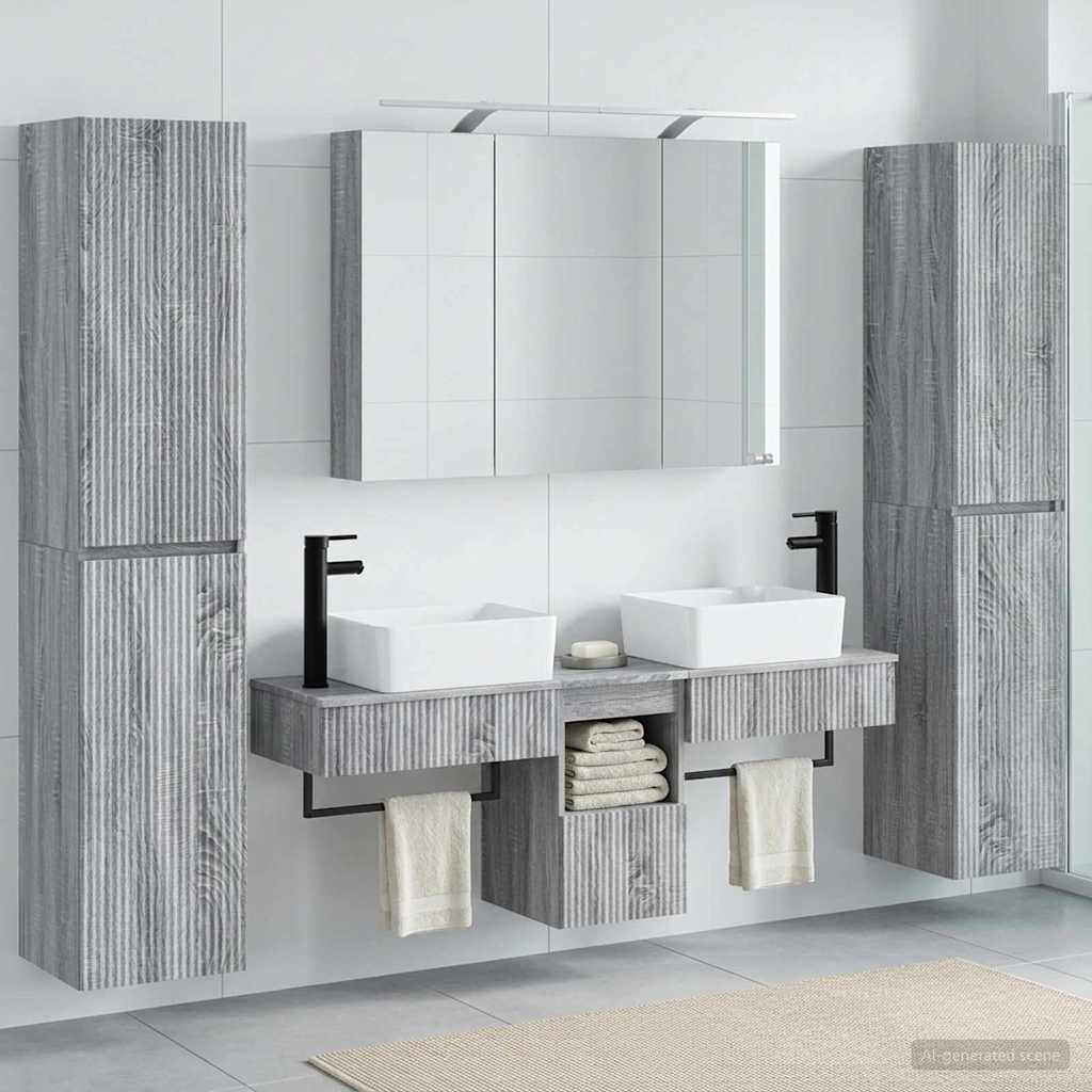 vidaXL Bathroom Furniture Set 6 pcs Grey Sonoma 4