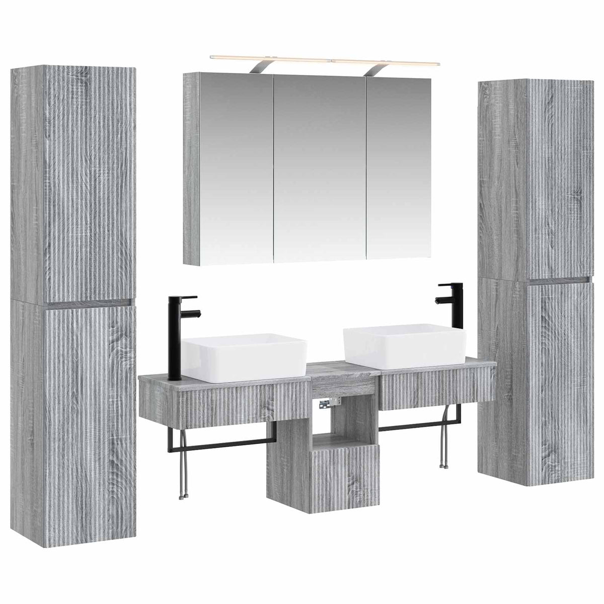 vidaXL Bathroom Furniture Set 6 pcs Grey Sonoma 2