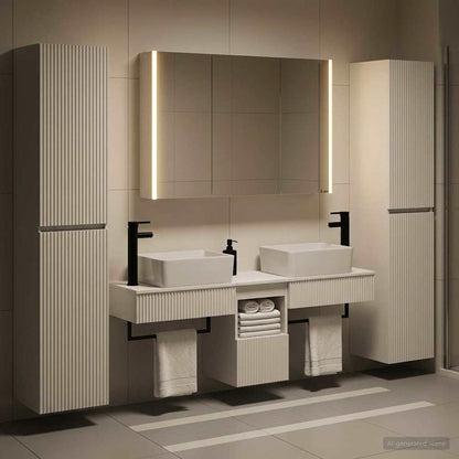 vidaXL Bathroom Furniture Set 6 pcs White Engineered Wood and Glass 1