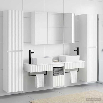 vidaXL Bathroom Furniture Set 6 pcs White Engineered Wood and Glass 4