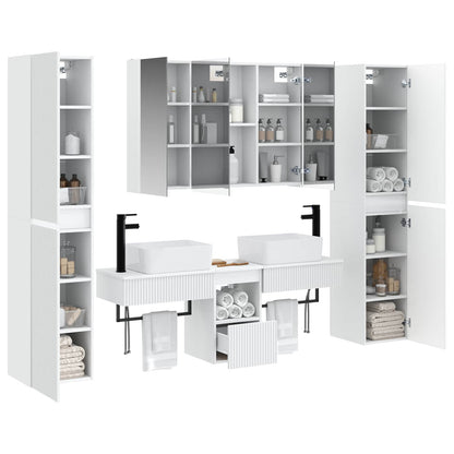 vidaXL Bathroom Furniture Set 6 pcs White Engineered Wood and Glass 3