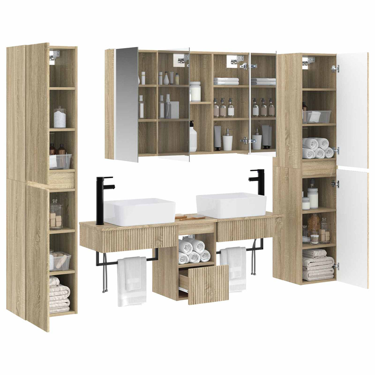 vidaXL Bathroom Furniture Set 6 pcs Sonoma Oak 3