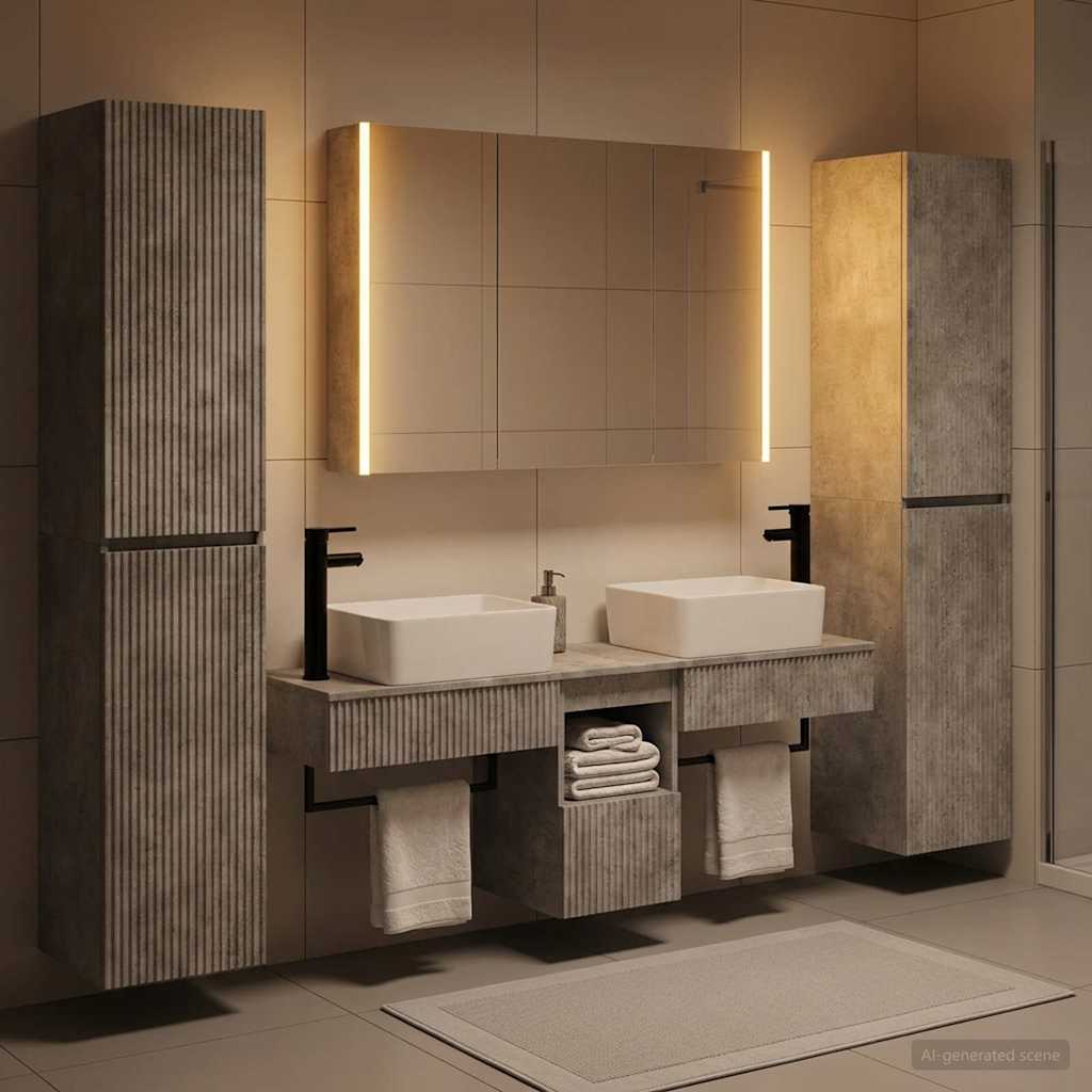 vidaXL Bathroom Furniture Set 6 pcs Concrete Grey 1