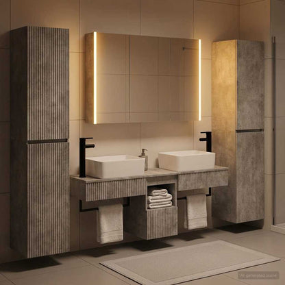 Bathroom Furniture Set 6 pcs 100 x 15.5 x 70 cm Concrete grey