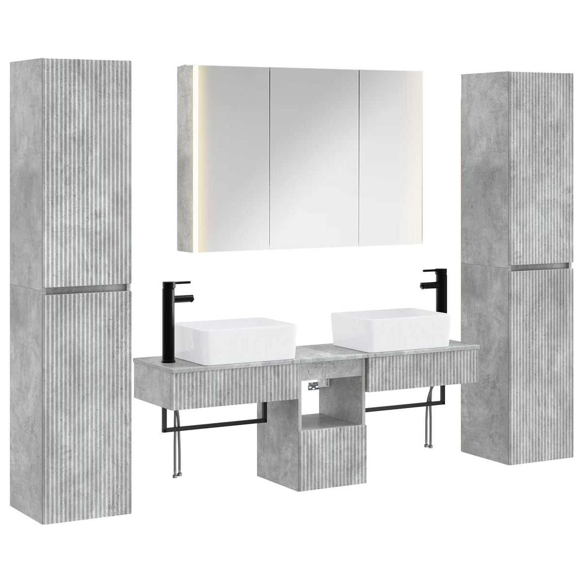 vidaXL Bathroom Furniture Set 6 pcs Concrete Grey 2