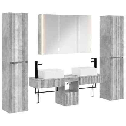 vidaXL Bathroom Furniture Set 6 pcs Concrete Grey 2