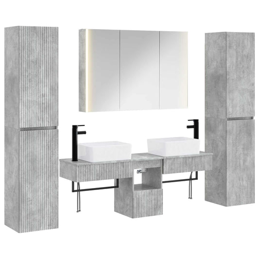 Bathroom Furniture Set 6 pcs 100 x 15.5 x 70 cm Concrete grey