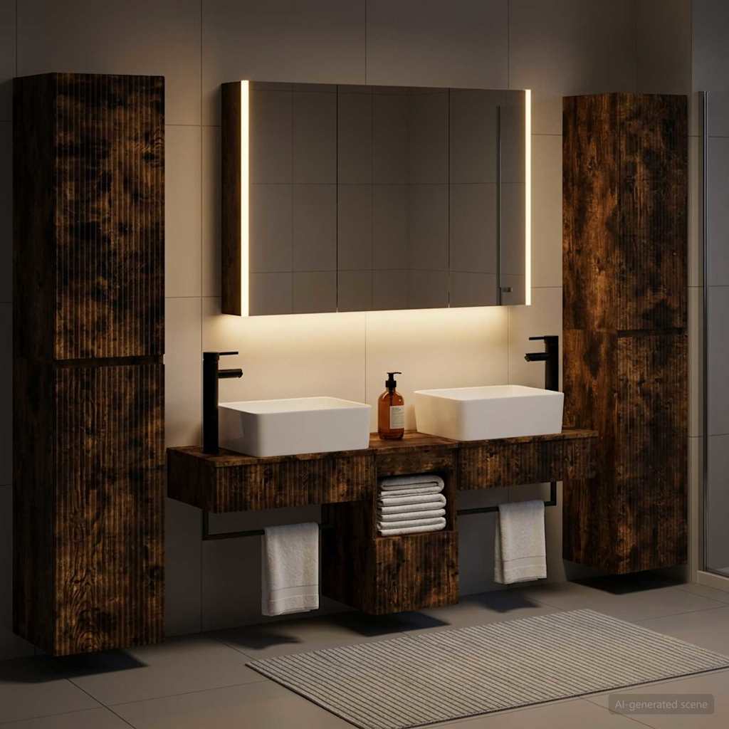 vidaXL Bathroom Furniture Set 6 pcs Smoked Oak 1
