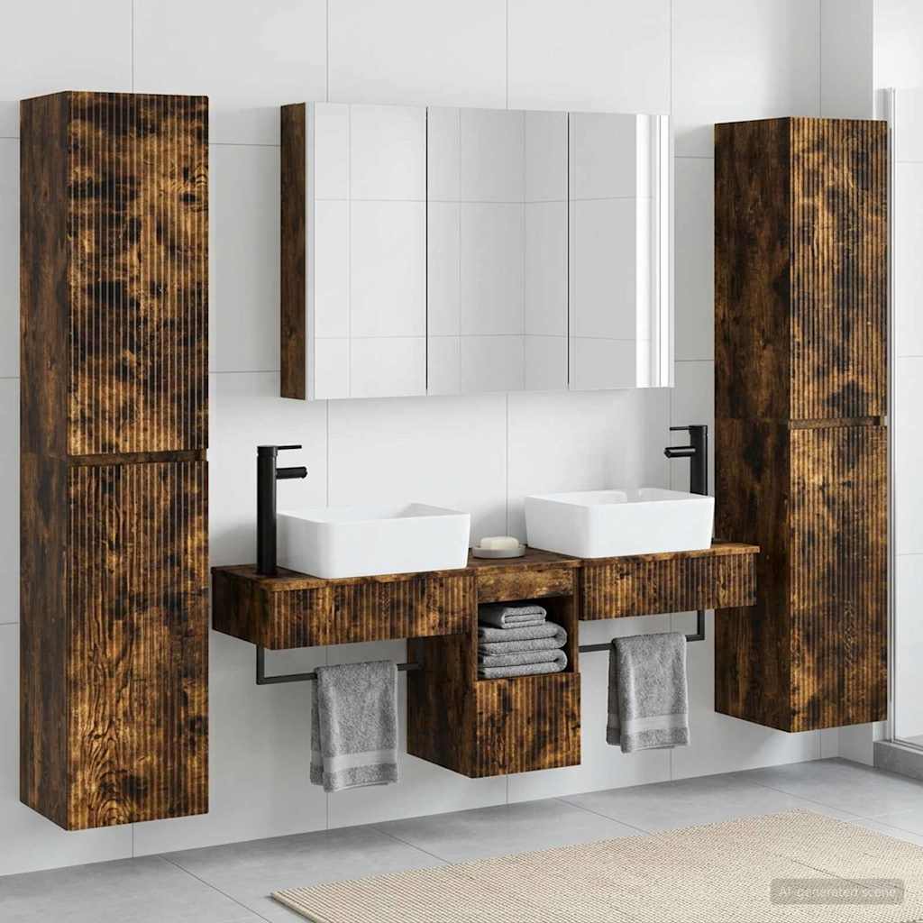 vidaXL Bathroom Furniture Set 6 pcs Smoked Oak 4