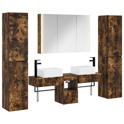 vidaXL Bathroom Furniture Set 6 pcs Smoked Oak 2