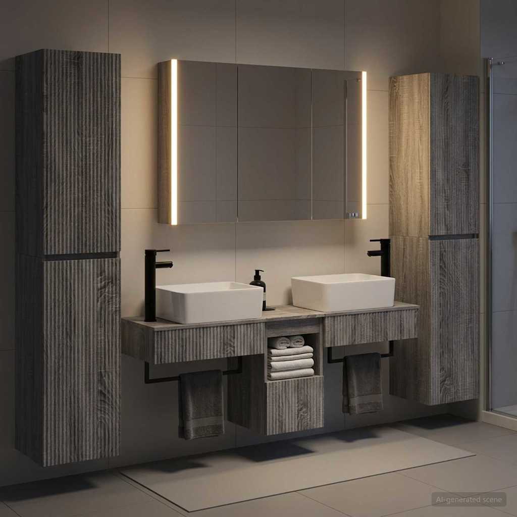 Bathroom Furniture Set 6 pcs 100 x 15.5 x 70 cm Grey sonoma