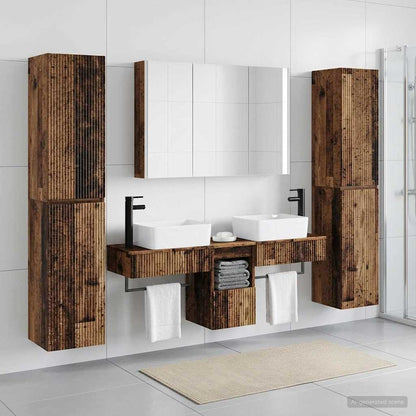 vidaXL Bathroom Furniture Set 6 pcs Old Wood Engineered Wood and Glass 4