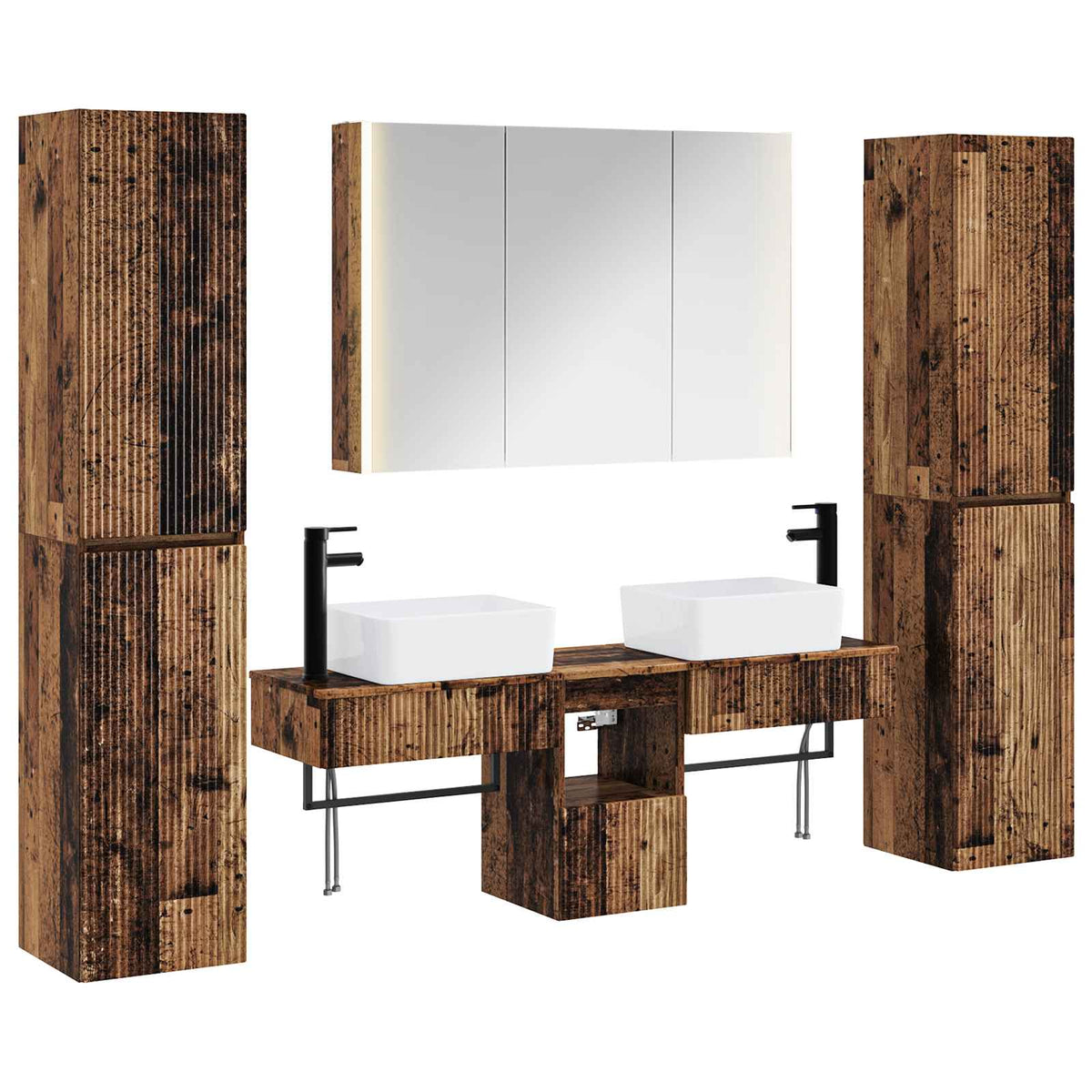 Bathroom Furniture Set 6 pcs 100 x 15.5 x 70 cm Old wood