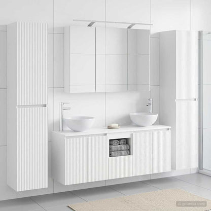 vidaXL Bathroom Furniture Set 6 pcs White Engineered Wood and Glass 1
