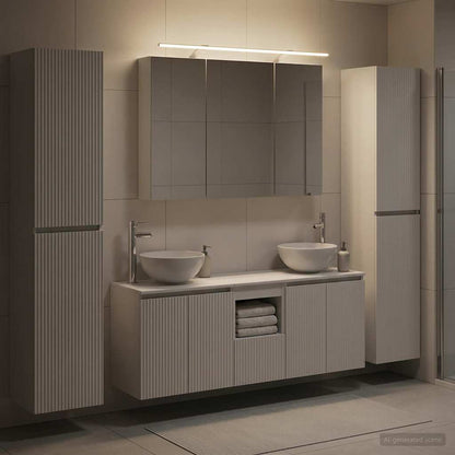 vidaXL Bathroom Furniture Set 6 pcs White Engineered Wood and Glass 4