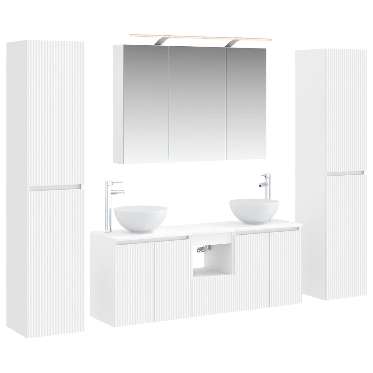 vidaXL Bathroom Furniture Set 6 pcs White Engineered Wood and Glass 2