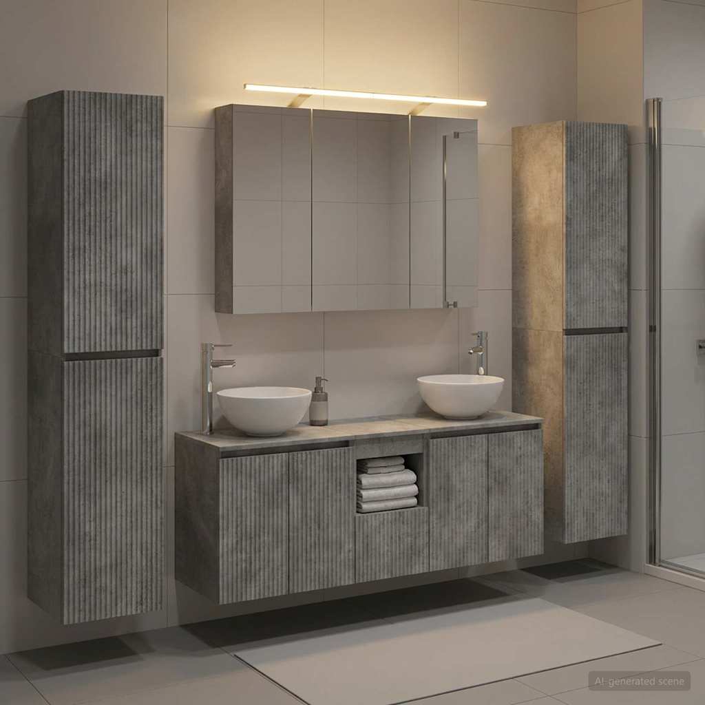 vidaXL Bathroom Furniture Set 6 pcs Concrete Grey 1