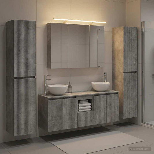 Bathroom Furniture Set 6 pcs 100 x 14.5 x 70 cm Concrete grey