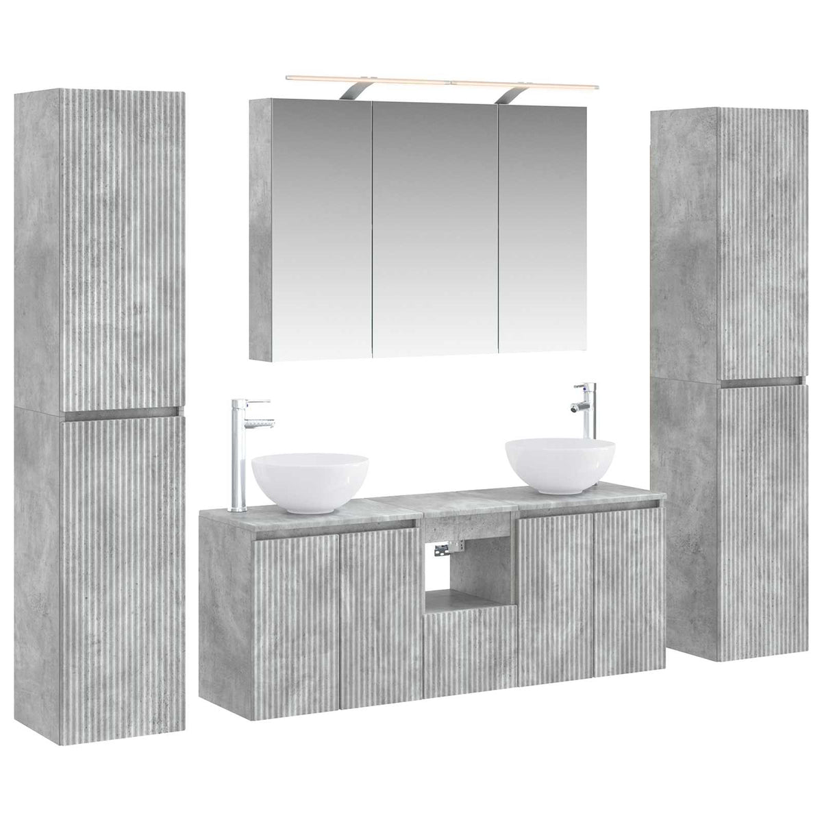 vidaXL Bathroom Furniture Set 6 pcs Concrete Grey 2