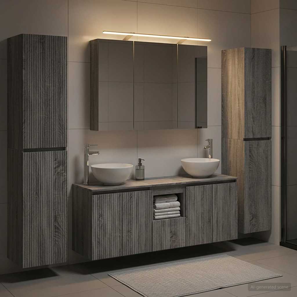 vidaXL Bathroom Furniture Set 6 pcs Grey Sonoma 4