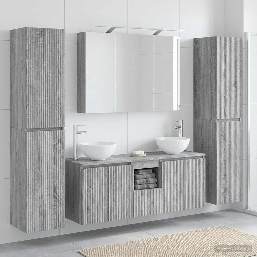 vidaXL Bathroom Furniture Set 6 pcs Grey Sonoma 1