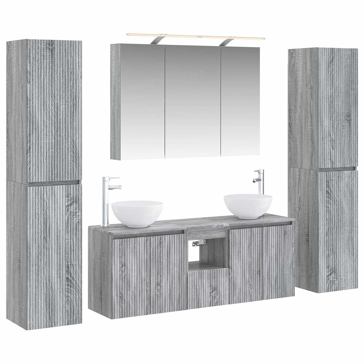 vidaXL Bathroom Furniture Set 6 pcs Grey Sonoma 2