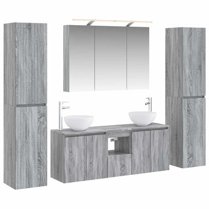 vidaXL Bathroom Furniture Set 6 pcs Grey Sonoma 2