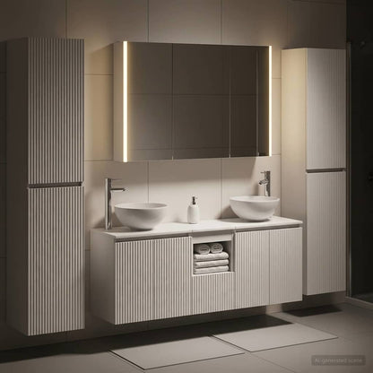 vidaXL Bathroom Furniture Set 6 pcs White Engineered Wood and Glass 1